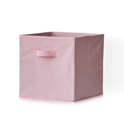 Cara 16 Cube Storage Unit - Chalk White - Two 8x2 Units - Pink Basket