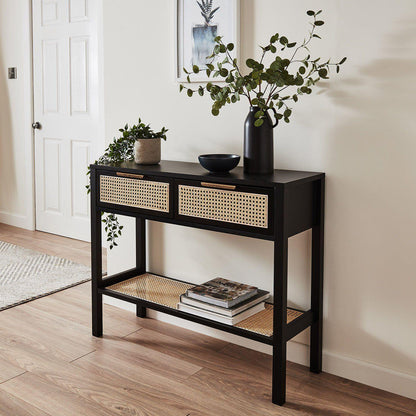 Charlie console table - cane front - black - Laura James