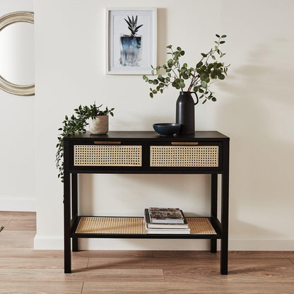 Charlie console table - cane front - black - Laura James