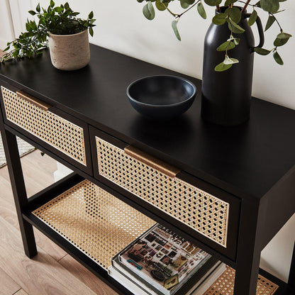 Charlie console table - cane front - black - Laura James