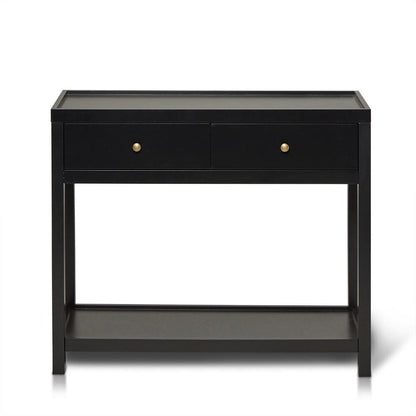 Charlie Two Drawer Console Table in Noir Black - Laura James