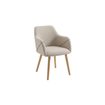 Freya Oat Boucle Armchairs - Set of 2 - Pale Oak Legs - Laura James