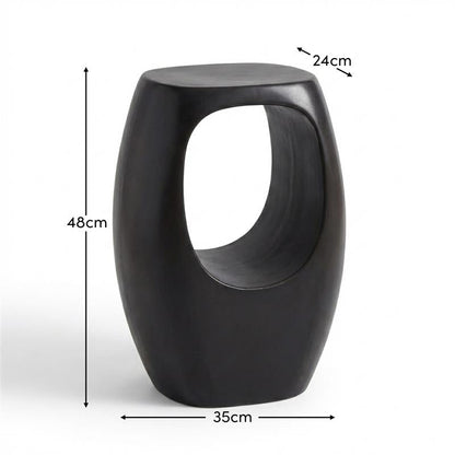 Sohan Garden Concrete Garden Side Table - Lava Black - Laura James