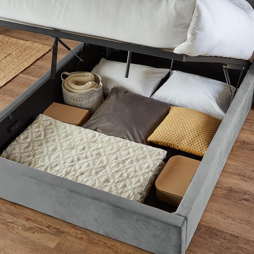 Grey king size ottoman storage bed - Laura James