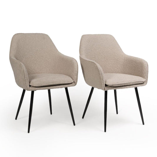 Dolly Boucle Accent Chairs - Set of 2 - Black Legs - Laura James 