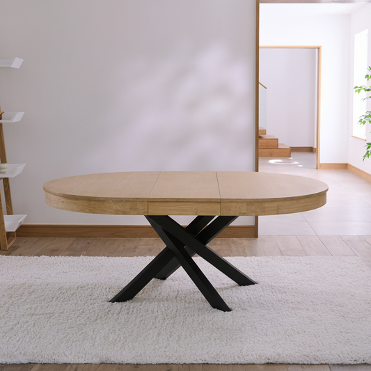 Amelia Whitewash Wood Extendable Dining Table With Black Legs - Laura James 