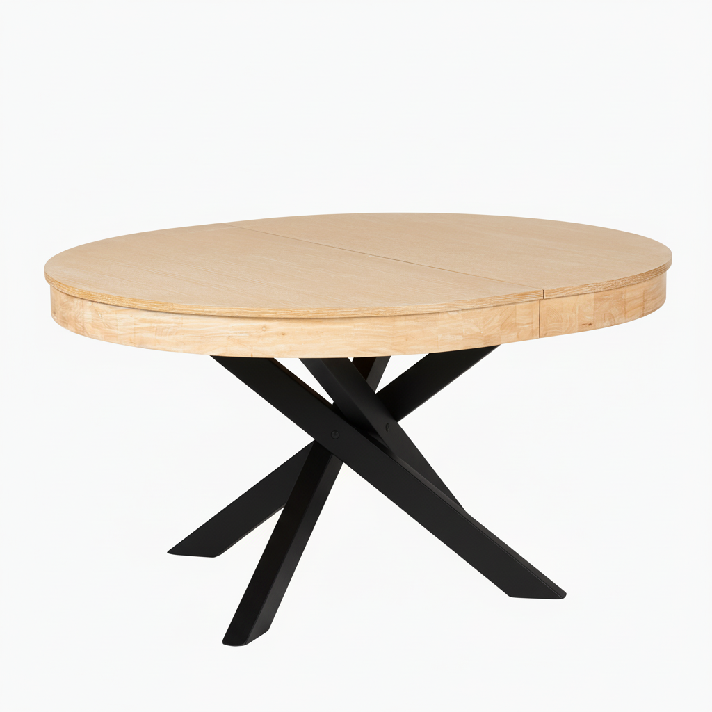Amelia Whitewash Wood Extendable Dining Table With Black Legs - Laura James 