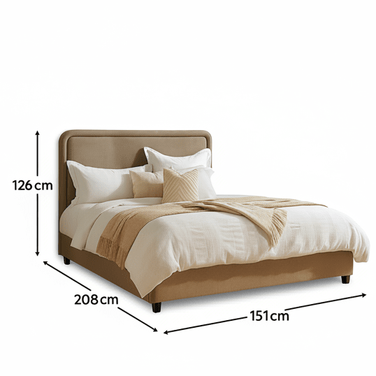 Robyn Double Ottoman Bed - Soft Beige