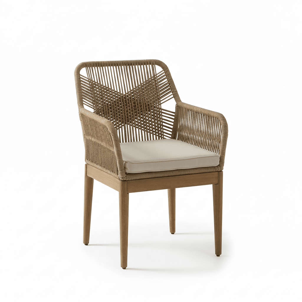 Killian White Acacia Garden Chairs - Set of 2 - Natural Rope - Laura James
