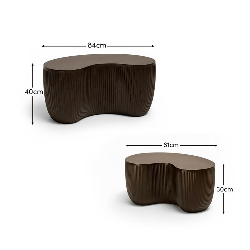 Sohan 61cm with 84cm Kidney Garden Coffee Table - Lava Black - Laura James