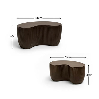 Sohan 61cm with 84cm Kidney Garden Coffee Table - Lava Black - Laura James