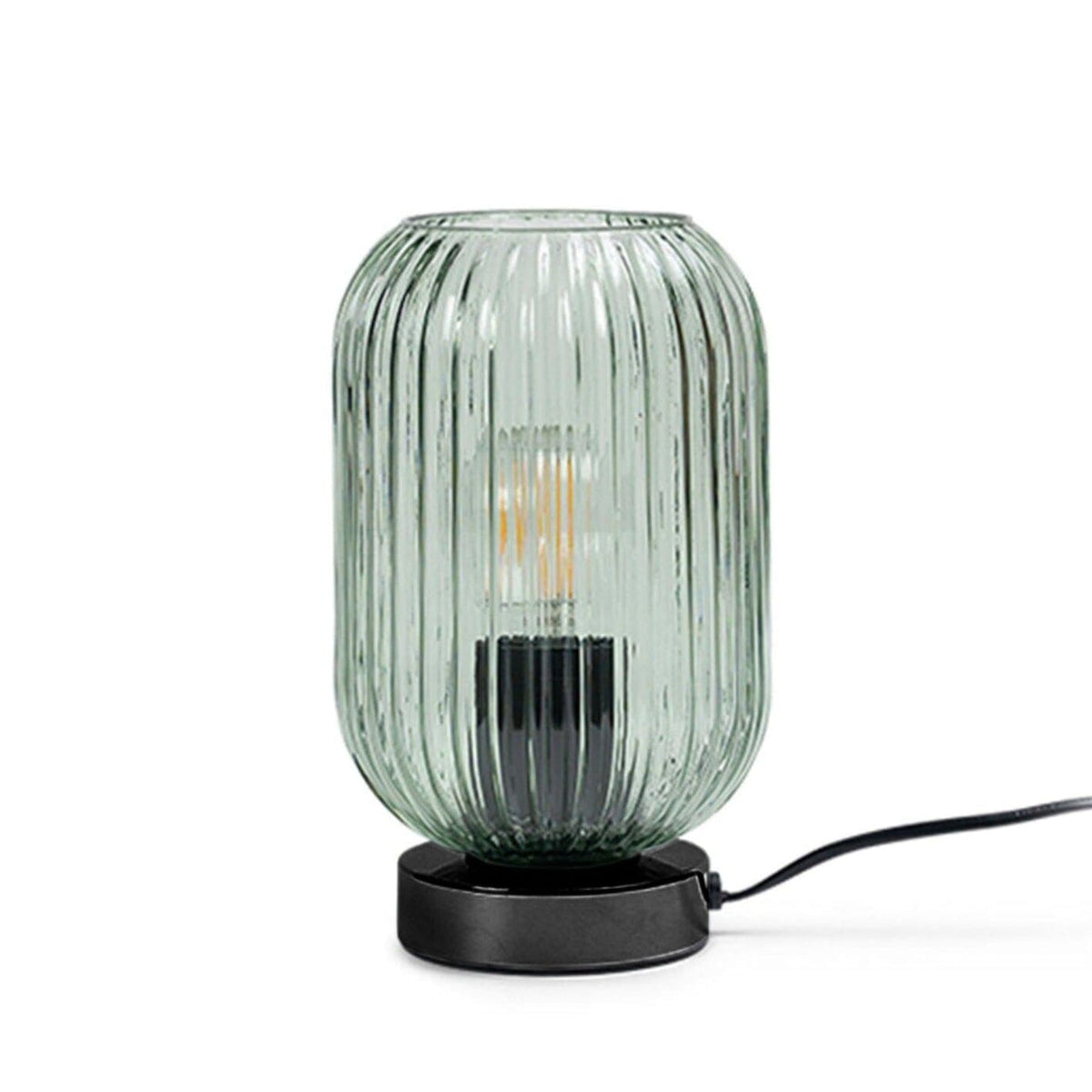 Elland 22.5cm Glass Table Lamp - Sage Green & Black - Laura James 