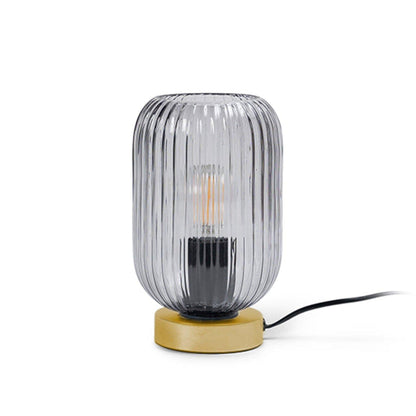 Smoked Fluted Glass Table Lamp with Gold Base - Laura James