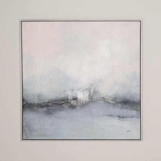 Seascape Silver Framed Canvas Print - 82x82cm - Laura James