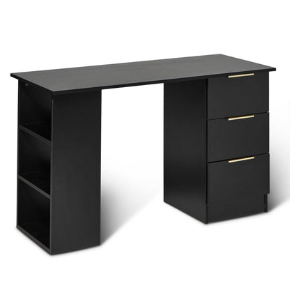 Essie Black Desk with Shelves & 3 Drawers - Laura James