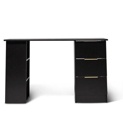 Essie Black Desk with Shelves & 3 Drawers - Laura James