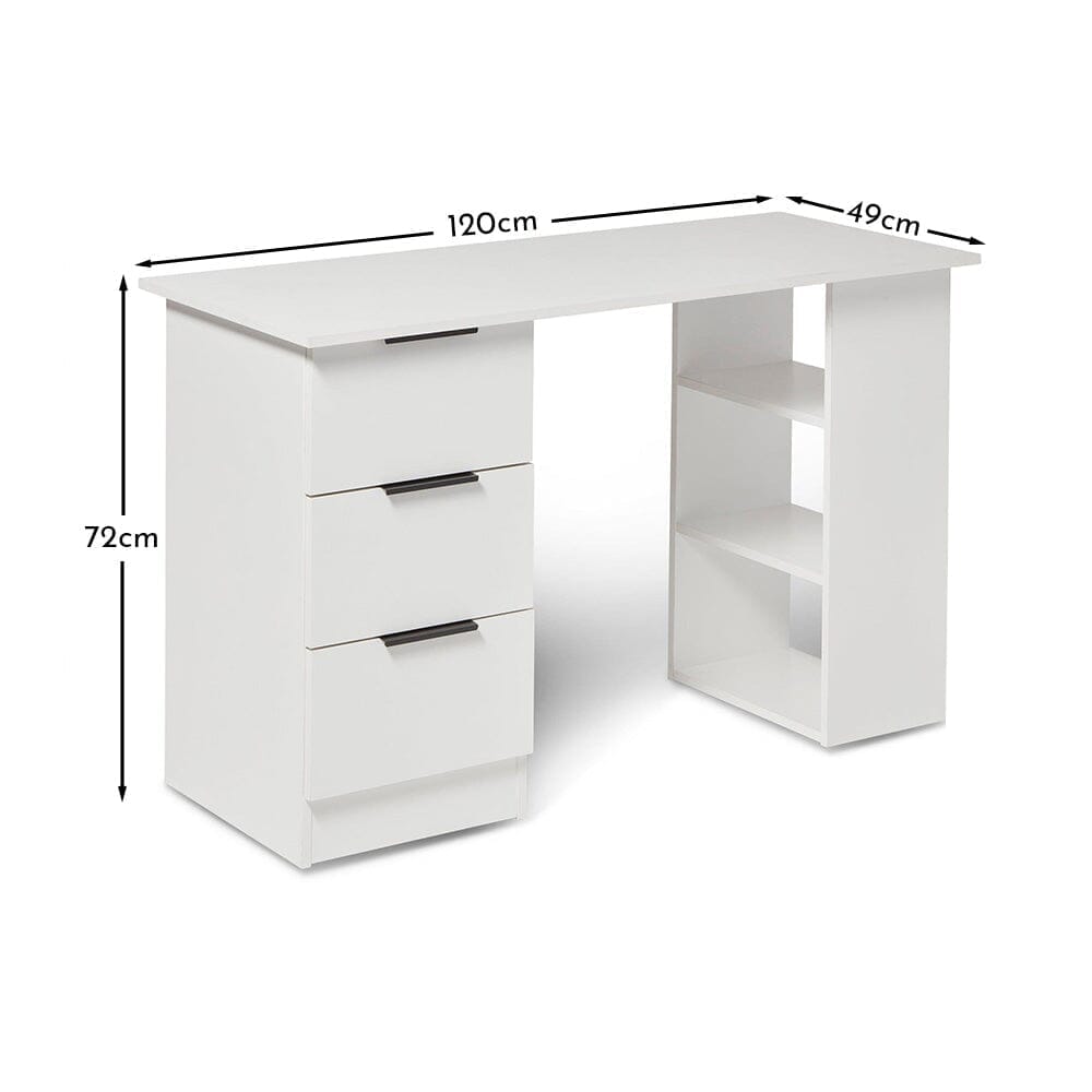 Essie 3 Drawer Desk - White
