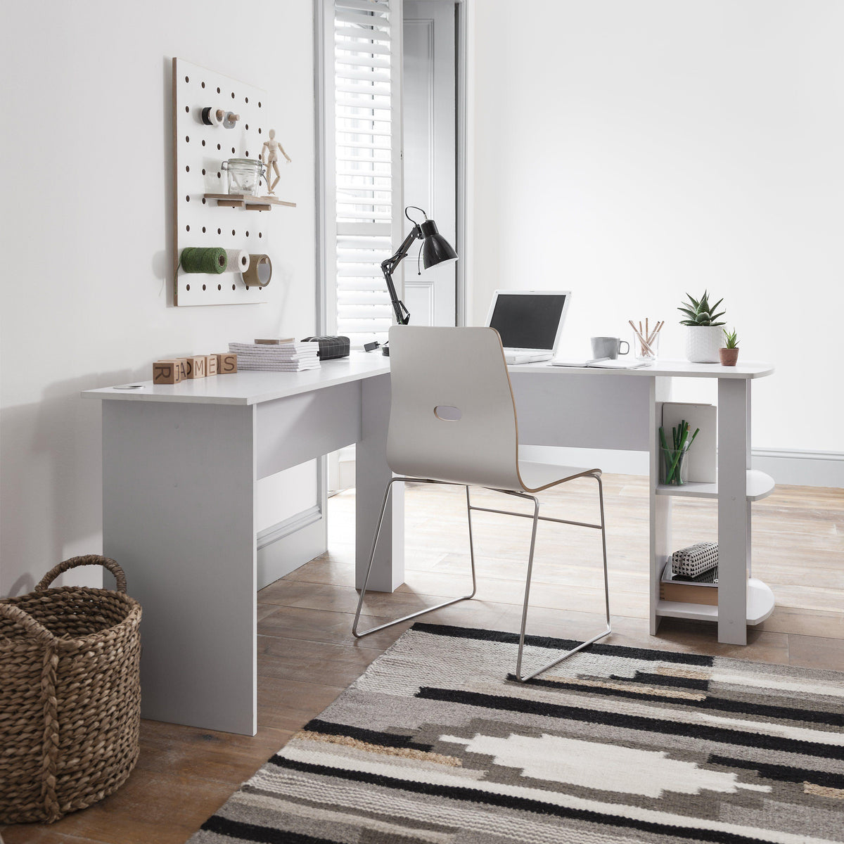 White Corner Computer Desk For Home Office - Laura James
