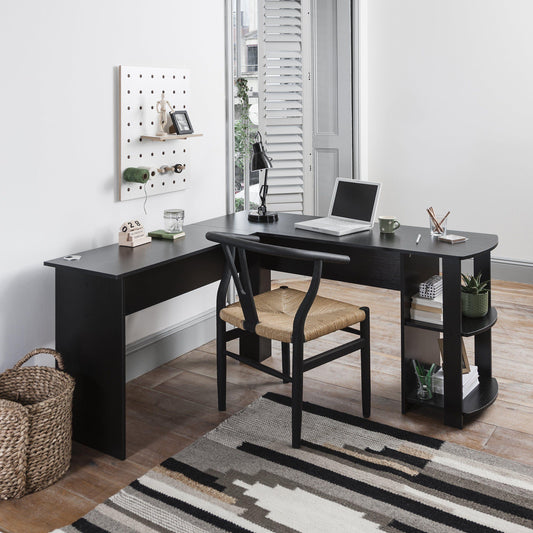 Black Corner - L-Shape Computer Desk - Laura James