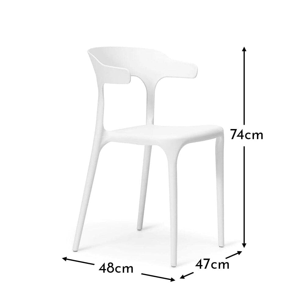 Finn Plastic Garden Chairs - Set of 6 - White - Laura James 