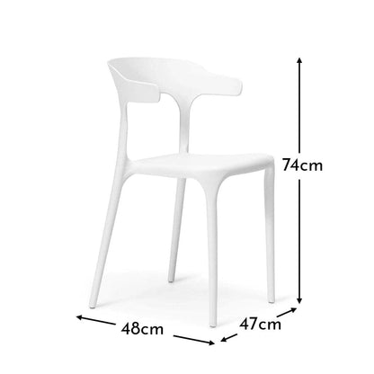 Finn Plastic Garden Chairs - Set of 6 - White - Laura James 