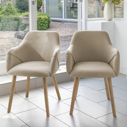 Freya Sand Armchairs - Set of 2 - Chalked Mango Wood Legs - Laura James 