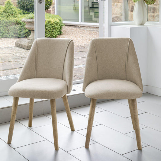 Freya Sand Dining Chairs - Set of 2 - Chalked Mangowood Legs - Laura James 
