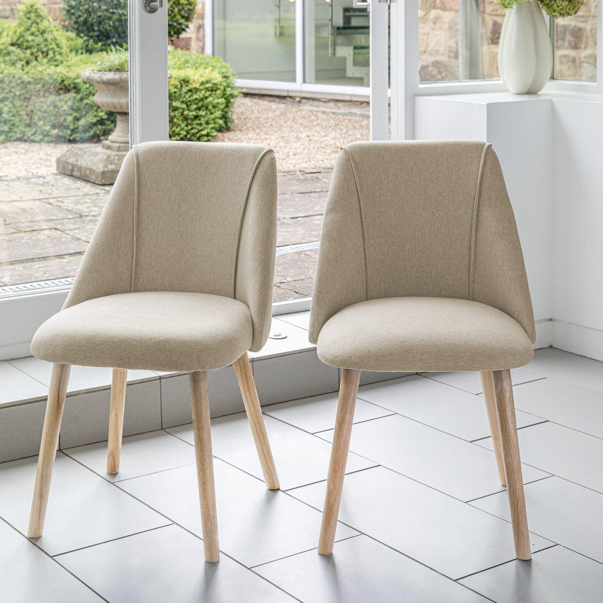 Freya dining chairs - set of 2 - oatmeal and pale oak - Laura James