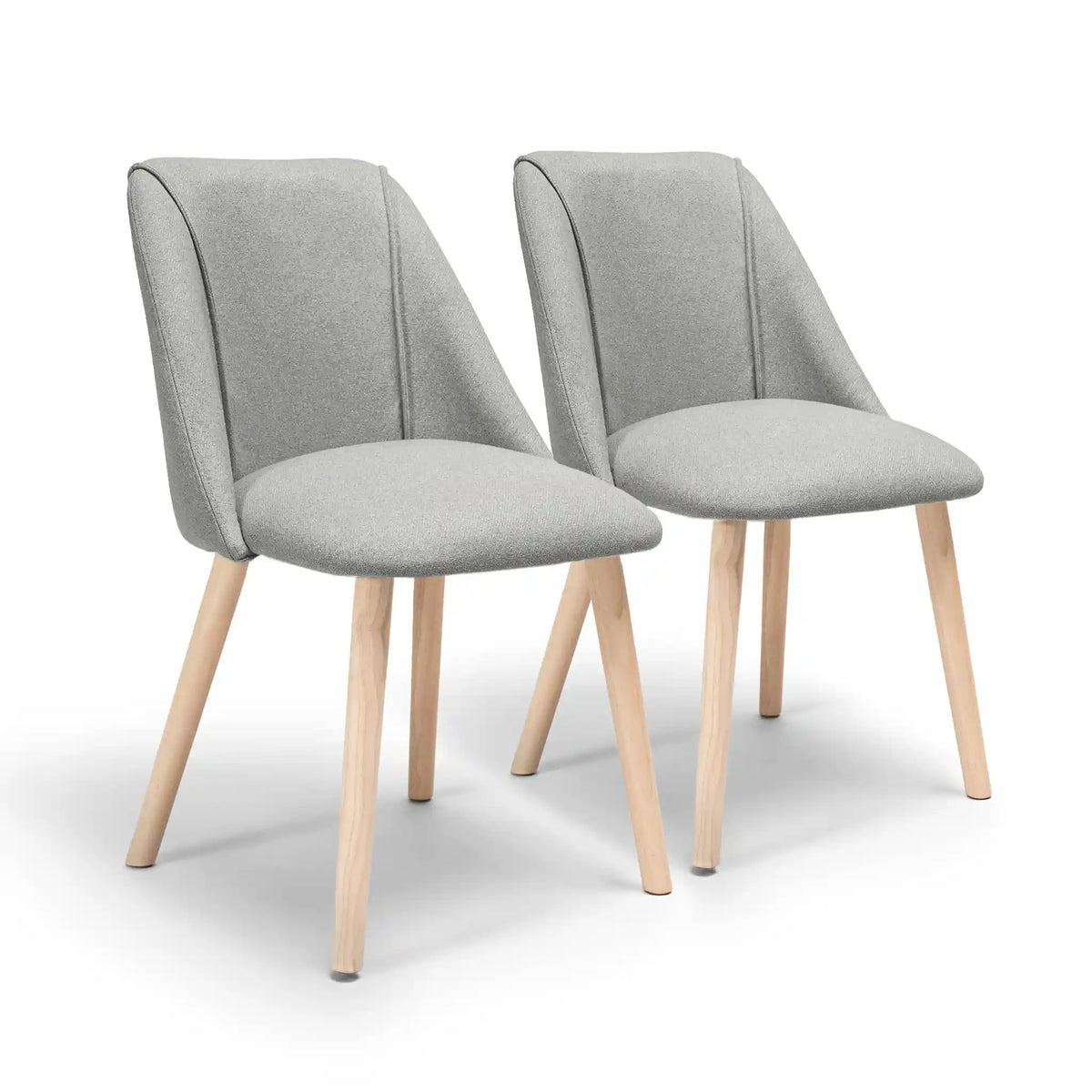Freya Fossil Twill Dining Chair - Set Of 2 - Whitewash Oak Legs - Laura James 
