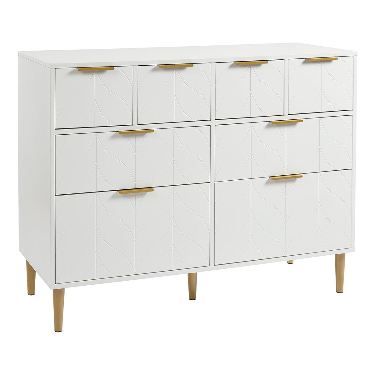 Gloria chest of drawers - 4 over 4 - white & brass effect - laura James
