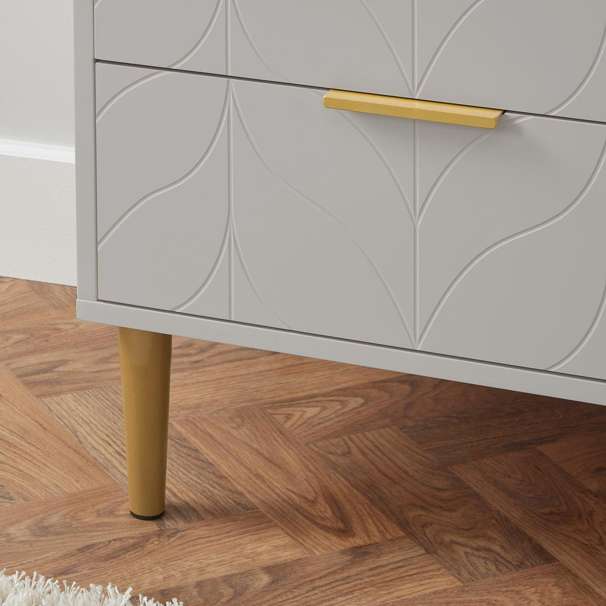 Gloria bedside table - grey and brass effect - Laura James