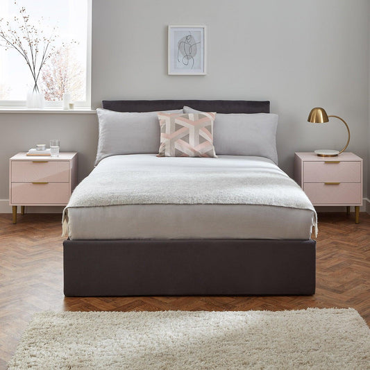 Gloria bedside tables - set of two - pale pink and brass effect - Laura James