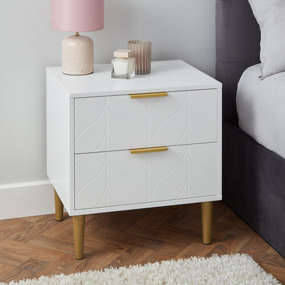 Gloria bedside tables - set of two - white and brass effect - Laura James