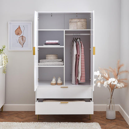 Gloria 2 Door Wardrobe - White - Laura James
