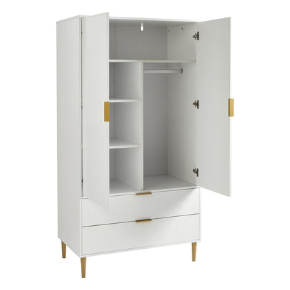 Gloria 2 Door Wardrobe - White - Laura James