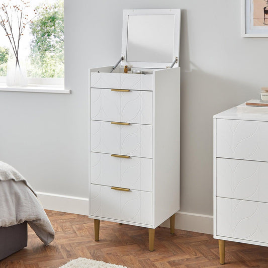 Gloria tallboy - white and brass effect - Laura James