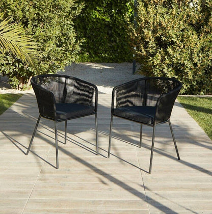 Hali 6 Seater Wooden Outdoor Dining Set with Hali Black Chairs - 235cm