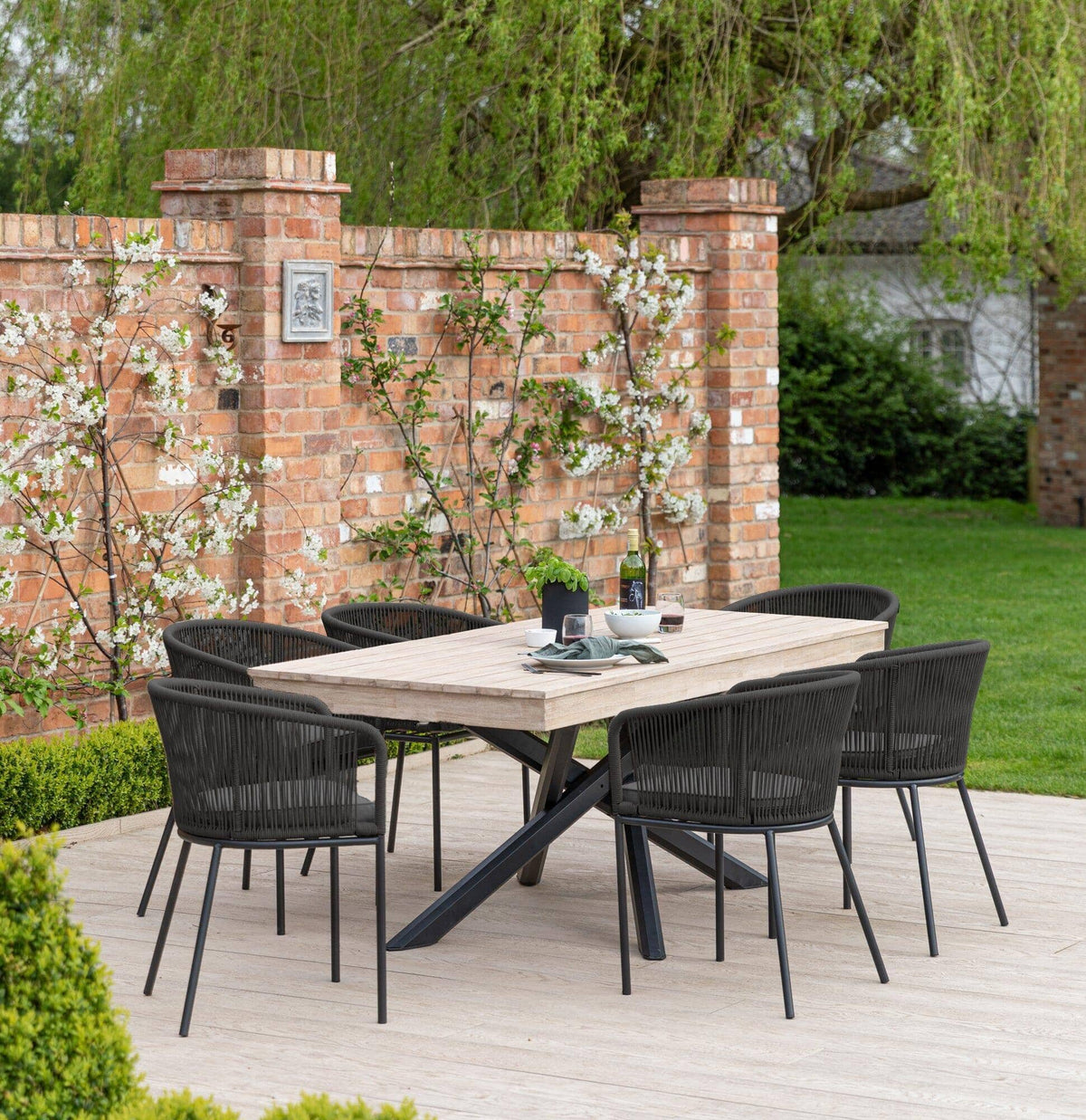 Hali Black Rope Chairs - Grey Cushions - Laura James