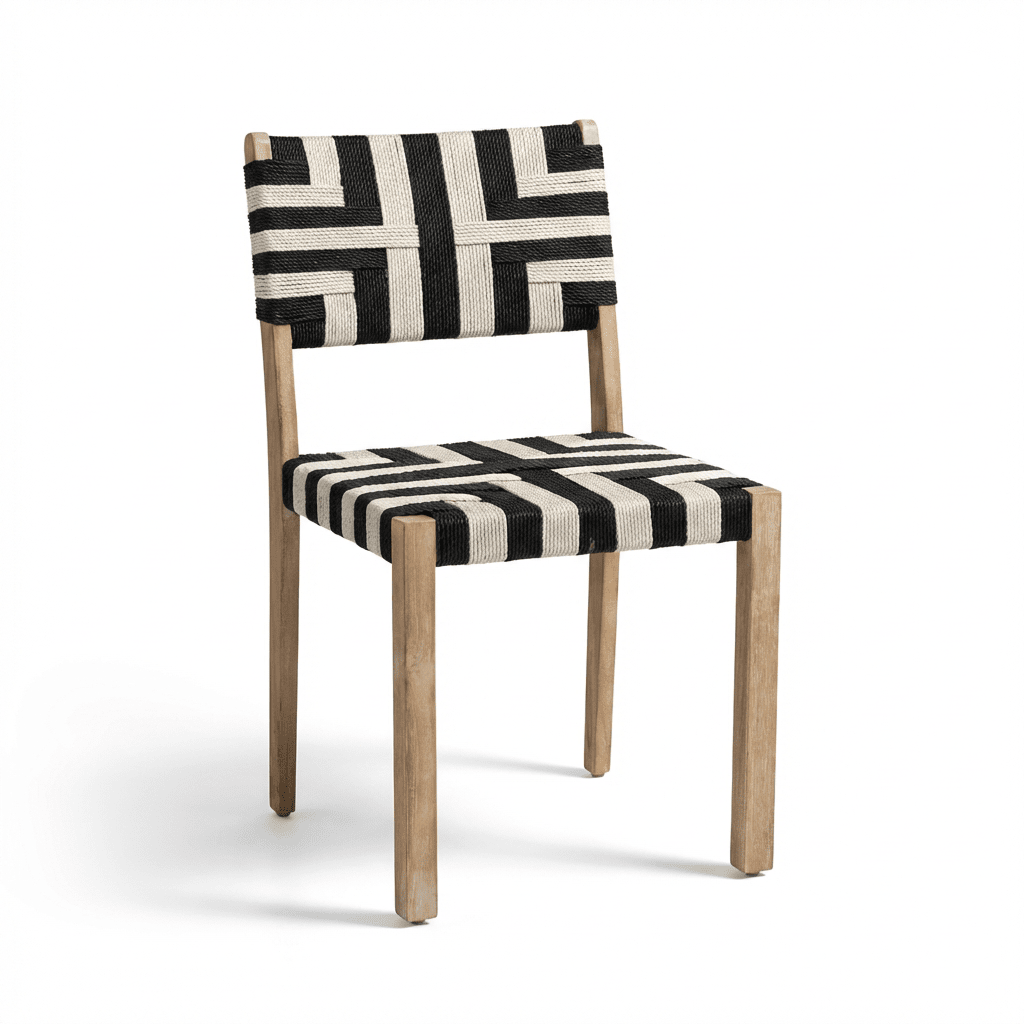 Saffron Brushed Light Acacia Garden Chair - Set of 2 - Beige/Black - Laura James