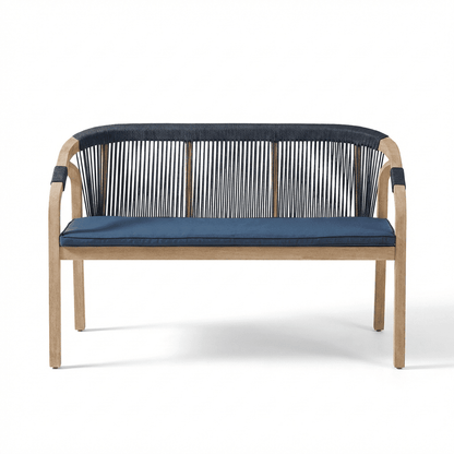 Shiro Wooden Garden Bench - Navy Rope - Laura James