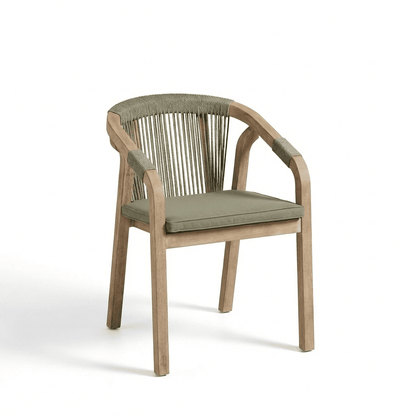 Shiro Brushed Light Acacia Garden Chairs - Set of 2 - Mottled Green Rope - Laura James 