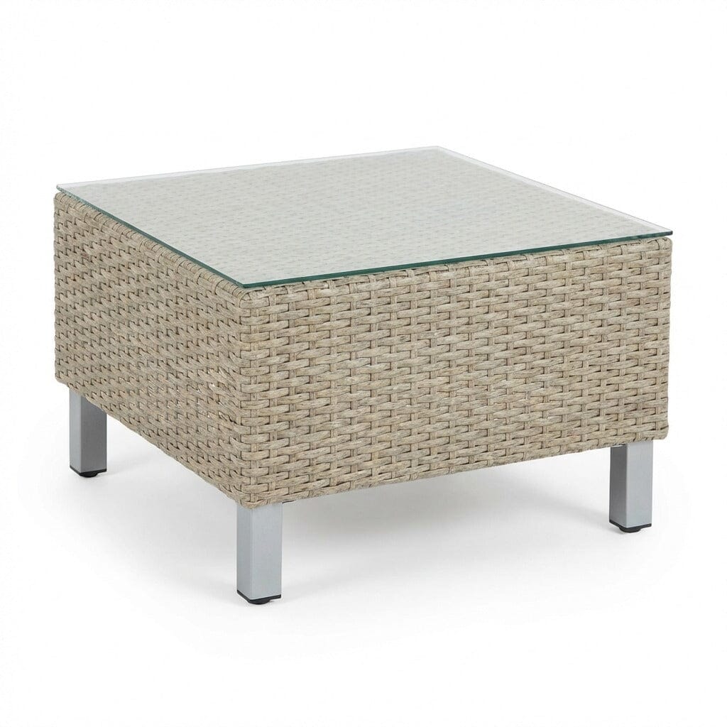 Aria 3 Seater Rattan Sofa Set with Footstool and Coffee Table - Light Grey - Laura James