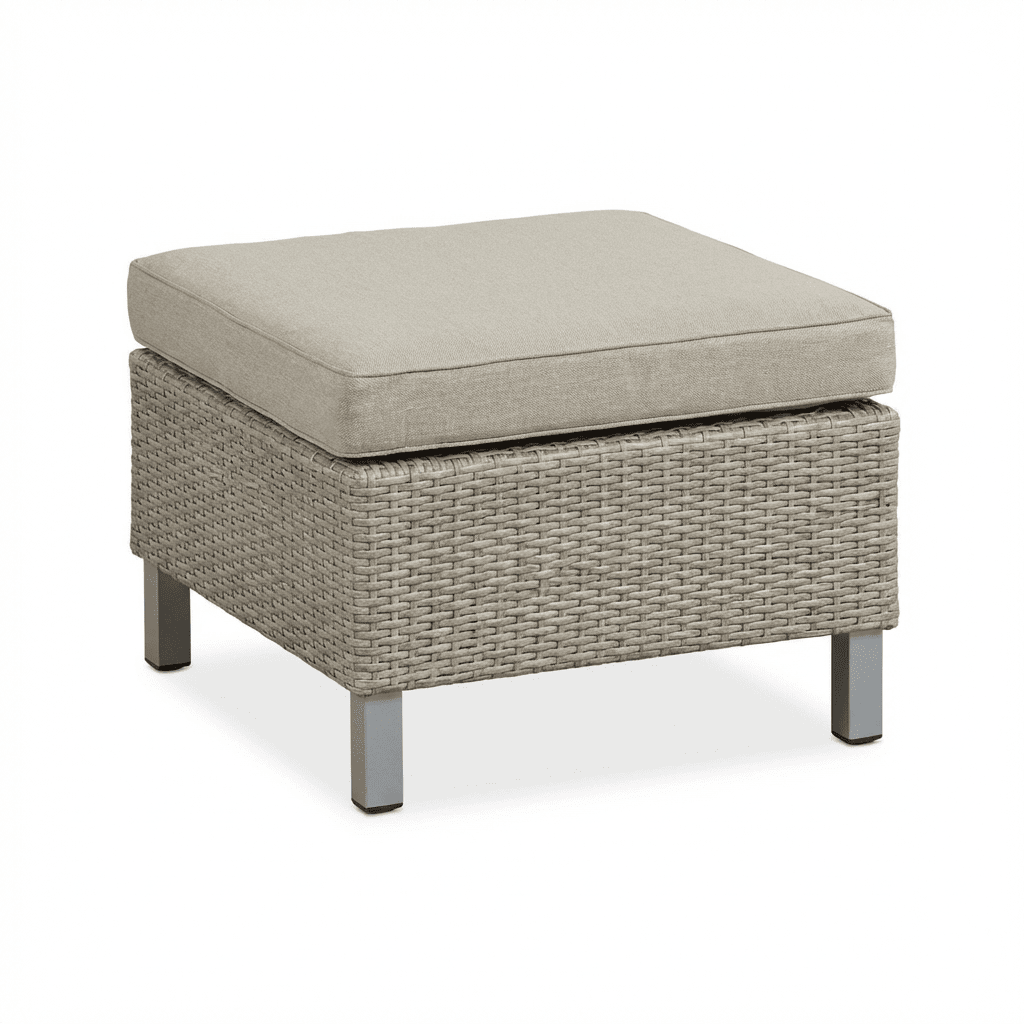 Aria 3 Seater Rattan Sofa Set with Footstool and Coffee Table - Light Grey - Laura James
