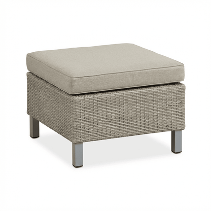 Aria 3 Seater Rattan Sofa Set with Footstool and Coffee Table - Light Grey - Laura James