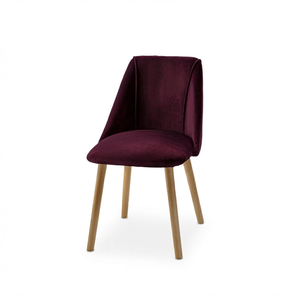 Freya Burgundy Red Dining Chairs - Set of 2 - Pale Oak Legs - Laura James