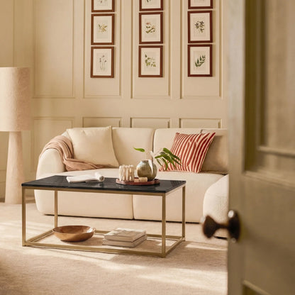 Nara Black Marble Coffee Table - Gold Frame - Laura James