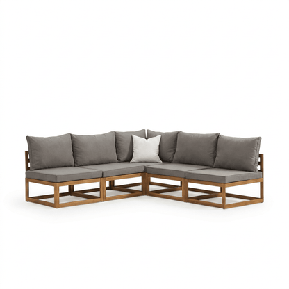 Rowan Grey 5 Seater Wooden Corner Sofa - Laura James
