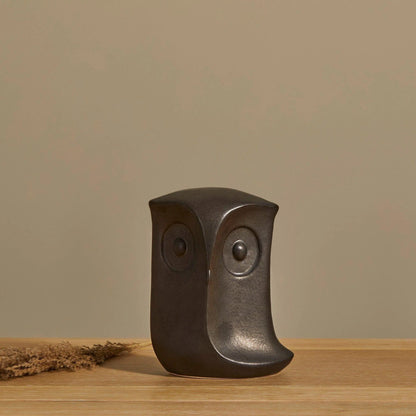Hudswell 20cm Ceramic Owl Ornament - Black - Laura James