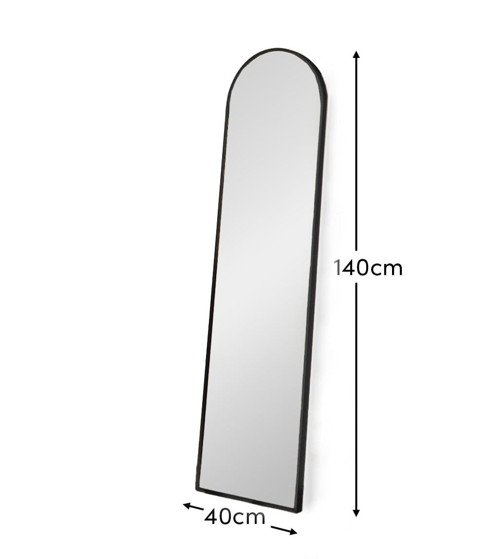 Ingham 140X40cm Metal Arch Mirror - Black - Laura James
