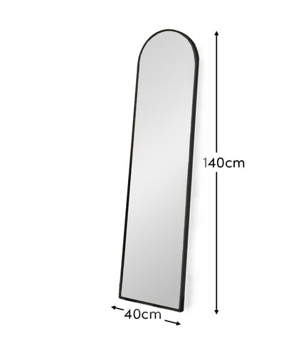 Ingham 140X40cm Metal Arch Mirror - Black - Laura James